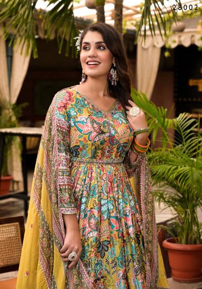 TEJASVEE SANJ 28001 TO 28004 DESIGNER SILK GOWN WHOLESALER IN INDIA